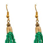 GOLD TONE GREEN FISH HOOK DANGLE EARRINGS Photo 1