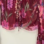 Free People Of Paradise Floral Tie Ruched V-Neck Button Long Sleeve Top M NWT Photo 8