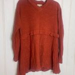 Flax  knit orange v-neck sweater 302 Photo 2