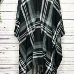 Gray & Black Plaid Flannel Blanket Kimono Shawl Wrap One Size Size undefined Photo 1