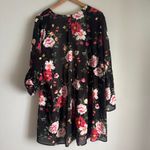 Torrid  Black Floral Chiffon Open Front Lightweight Kimono Plus Size 1/2 Photo 3