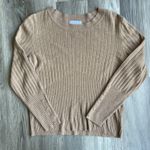 Liz Claiborne Y2K  Tan Women's Ribbed Lightweight Thin Sweater Button Sleeve Sz L Photo 0