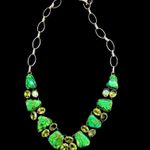 Sterling Silver Mohave Lime Green Copper Infused Turquoise Peridot 925 Necklace Photo 5