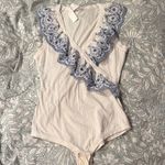 Intimissimi White and Blue Eyelet Lace Bodysuit Size M Photo 0