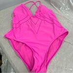 Gianni Bini GB hot pink Barbie core large one piece swimsuit adjustable straps cross cross Photo 0
