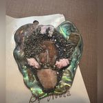 Vintage 90s Artisanal Abalone & Crystal Egyptian Brooch, NWT Pink Photo 3