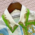 NWT ALEMAIS Checkmate Silk Satin Sandwashed Shirt Size 0 Long sleeve Photo 12