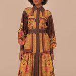 Farm Rio NWT $298  Charming Garden Scarves Midi Chemise Small Photo 4