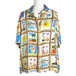 We Wore What XL Art to Wear Coastal Beach Scene Souvenir Oversized Silky Dad Shirt Photo 2