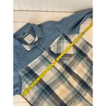 American Eagle NWOT  Mix Denim Plaid Contrast Button Shirt Blue & Cream Size S Photo 5