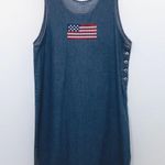 Vintage Womens Denim Maxi Dress Size XL USA Sleeveless 90s Americana Patriotic Blue Photo 0