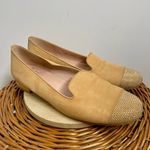 Stuart Weitzman Lingo Slip On Loafer 7.5 Beige Nubuck Nailhead Cap Toe Shoe Tan Photo 7