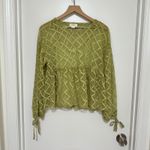 MAEVE x Anthropologie | Green Sheer Embroidered Mesh Babydoll Layering Top, S Photo 2