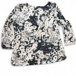 cha cha vente Vintage Black and White Floral Print Top Photo 3