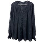Torrid Black Geo Clip Chiffon Smocked Blouson Sleeve Blouse Size 3X Photo 5