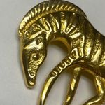 Zebra Zoo Wild Animal Jewelry Pin Brooch Gold Color Metal Vintage Photo 2