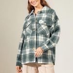 Stradivarius Plaid Green Shacket Jacket Coat Photo 7