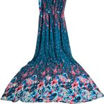 Fate‎ Floral Maxi Dress Teal Blue Pink Spaghetti Strap Elastic Waist M Halter Size M Photo 5