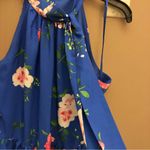 Eliza J  Floral Halter High Neck Sleeveless Tiered Dress Blue Pink‎ 8 Photo 3