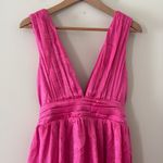 Lulus New Peak Party Vibe Hot Pink Satin Tiered Tie-Back Midi Dress Size S Photo 3