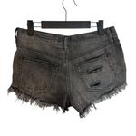 Free People  Loving Good Vibrations Distressed Cut Off Black Denim Shorts Photo 2