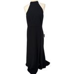 Lulus NWT Captured Your Heart Black Halter Maxi Dress High Slit Formal Sz Large Photo 3