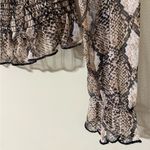 Wild Love large pullover sheer snakeskin long sleeve cropped top elastic waist Brown Photo 3