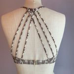 Athleta taupe and white tribal Ikat print molded cups bikini top crisscross Photo 6