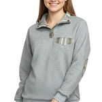 Grey Quilted Sweatshirt Green Plaid Elbow Patches Size XL Gray Photo 0