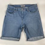 Levi's Classic Bermuda Shorts Denim Stretch Women Plus Size 18W Blue Jean Cuffs Photo 0