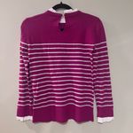 Loft Mixed Media Ruffle Trim Pink Sweater Photo 3