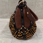 Kate Landry Collection Animal Print Cow Leather Fur Shoulder Bag Purse Photo 2