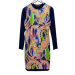 Ralph Lauren Cashmere Sweater Dress Paisley Mix Media Silk Art to wear Size S Photo 2