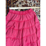 Free People Pink Tiered Prairie ‘In Full Swing’ Skirt Boho Cotton Midi M Photo 4