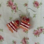 Cute Cake Slice Earrings Red Photo 1