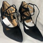 New York And Company Black Pointed Toe Strappy Lace Up Heels 8 Photo 0