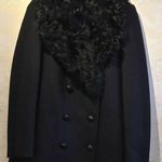 ALC Frank A.L.C. WILSON SHEARLING COLLAR DOUBLE BREASTED PEA COAT REAL LAMB FUR COLLAR NEW Photo 0