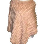 Black Rivet  light pink rabbit fur poncho Photo 0