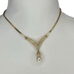Christian Dior Vintage gold plated crystals drop pearl designer necklace Photo 0
