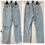 ZARA  High Rise button fly straight leg distressed denim jeans sz 4 Photo 1