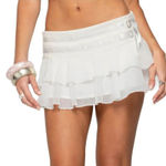 Edikted  White Double Belt Tiered Chiffon Skort Size Large NWT Photo 0