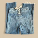 MOTHER laced hustler women’s Blue Ankle Cropped Jeans w Distressed Details sz 24 Photo 12