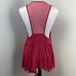 Free People Intimately Marble Illusion Mesh Peplum Tank Top Raspberry Red Medium Photo 6