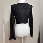 SheIn Crop Top Womens L Black Eyelet Bell Sleeves Y2K Whimsigoth Witchy Festival Photo 2