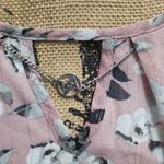 Adrienne Vittadini  Blouse Womens 2X Pink Floral Sheer Bubble Hem V-Neck‎ Chain Photo 2