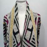 Lucky Brand Long Gray Black Purple & Yellow Aztec Design Open Front Cardigan M Photo 4