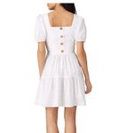 Waverly‎ Grey Dress Womens X Small White Shorty Button Back Mini Puff Sleeve Size XS Photo 2