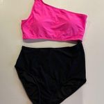 Younique Shark Bite One Shoulder Swimsuit Removable Padded Cups Women’s Large Pink Photo 0