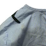 Sweet Wanderer Blue  Pinstripe Ruffle Sleeve Top with Floral EmbroideryMedium Photo 5