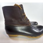 Sperry Womens Duck Boot Brown Rain Booties Warm Microfleece Rawhide Lace Up 11 Photo 5